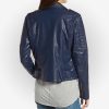 Women's Asymmetrical Blue Leather Jacket