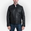Mens Black Lambskin Leather Cafe Racer Jacket