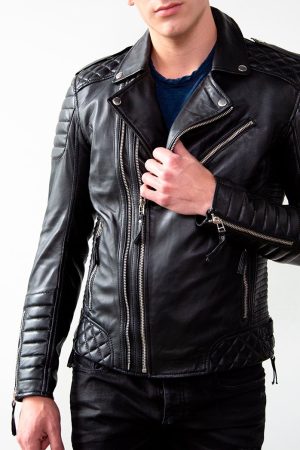 Mens Quilted Motorcycle Jacket