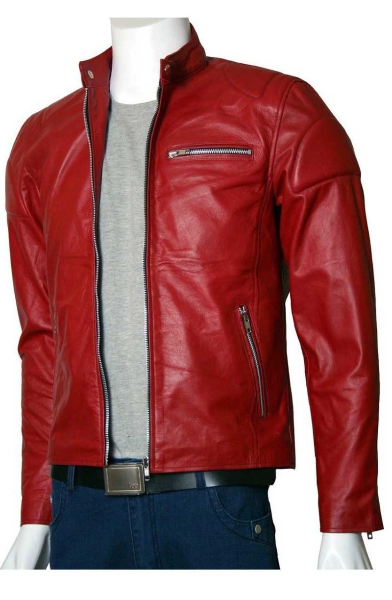 Mens Red Biker Elegant Jacket