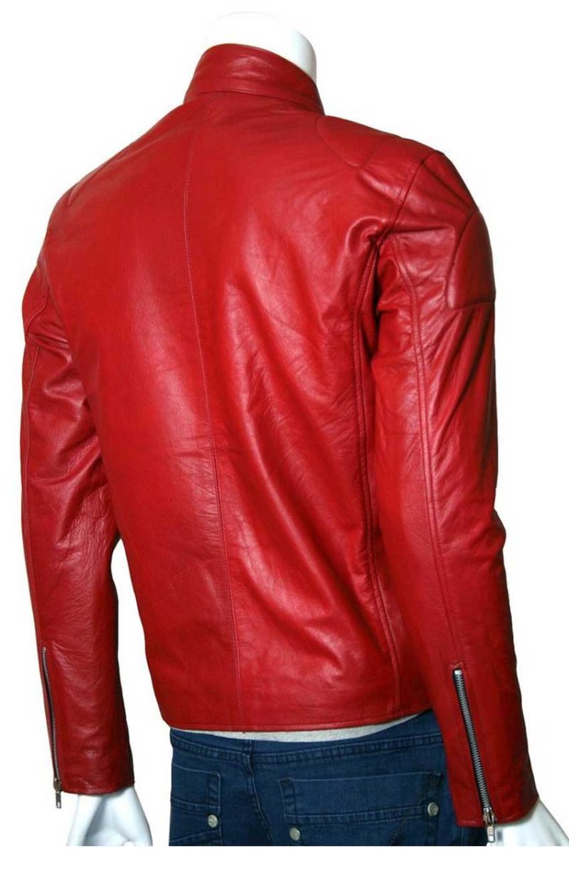 Mens Red Biker Elegant Jacket