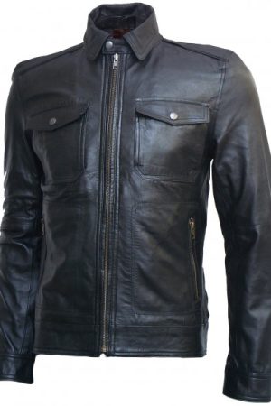Mens Gold Zipper Black Jacket