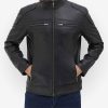 Elegant Mens Black Leather Biker Jacket