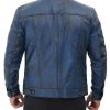 Blue Genuine Leather Trucker Jacket