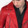 Men's Brando Style Red Biker Jacket
