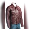 Men's Burgundy Leather Jacket