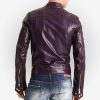 Mens Purple Casual Leather Motorcycle Jacket
