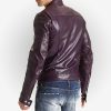 Mens Purple Casual Leather Motorcycle Jacket