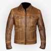 Vintage Cognac Distressed Leather Jacket
