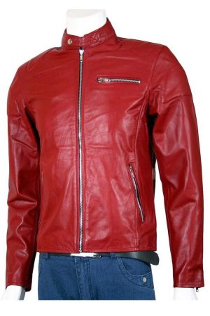 Mens Red Biker Elegant Jacket