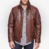 Men's Brown Lambskin Leather Motorcycle Jacket