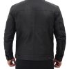Real Leather Trucker Mens Black Jacket