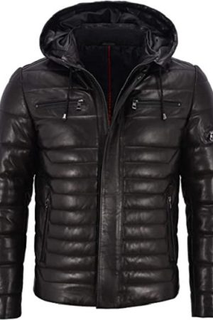 Mens Real Puffer Hooded Jacket Quilted Design