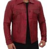 Leather Trucker Reddish Maroon Jacket for Men