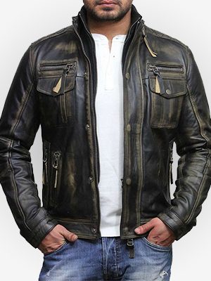Mens Vintage Black Biker Jacket