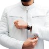 Pearl White Leather Jacket