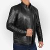 Mens Cafe Racer Black Lambskin Leather Jacket