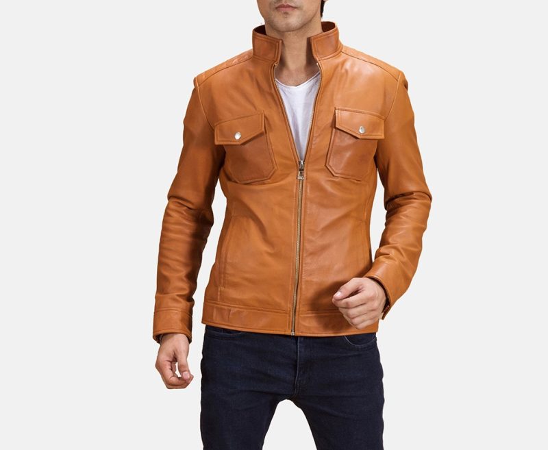 Men's Voltex Tan Biker Jacket