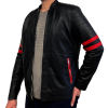 Men's Red Stripes Leather Jacket