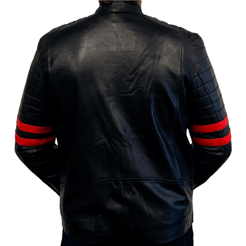 Men's Red Stripes Leather Jacket