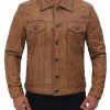 Tan Color Leather Trucker Jacket