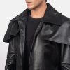 Genuine Leather Black Duster Coat