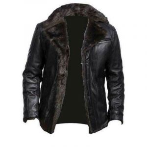 Furcliff Black Leather Coat