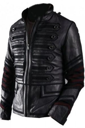 Mens-Punk-Rocker-Military-Leather-Jacket