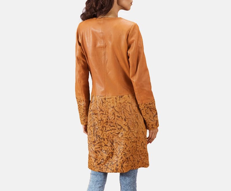 Sandy Tan Dye Womens Leather Coat