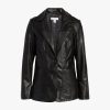 Kaia Gerber Black Leather Blazer
