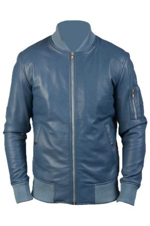 Ma-1 Blue Leather Jacket