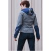 Mega Man Leather Jacket In Blue Color With Hoodie