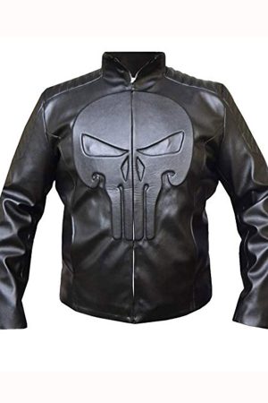 Mens Frank Castle Jacket Skull Embossed Leather Jacket
