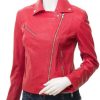 Gadsen Red Leather Jacket For Women