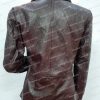 Women Burgundy Fur Collar Leather Jacket