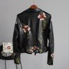 Women's Black Floral Leather Jacket