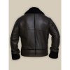 Men Black Bomber Shearling Leather Jacket Back