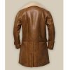Men Light Brown Shearling Leather Coat Back