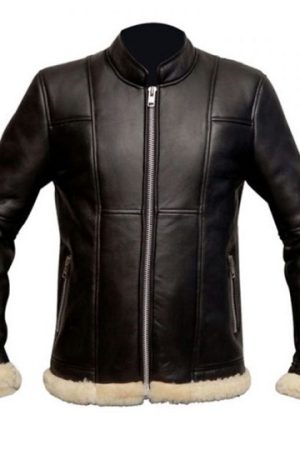 Slim Fit Fur Black Biker Jacket For Men