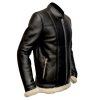 Slim Fit Fur Black Biker Jacket For Men Side View