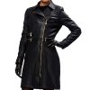 Women’s Lopsided Zipper Leather Coat