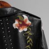 Women's Black Floral Leather Jacket
