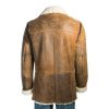 Distressed Light Brown Shearling Leather Jacket For Men