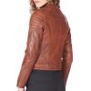Tan Quilted Brown Leather Jacket