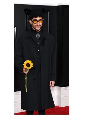 Grammys 2021 Bad Bunny Black Coat
