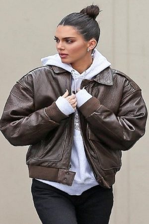 Kendall Jenner Bomber Leather Jacket