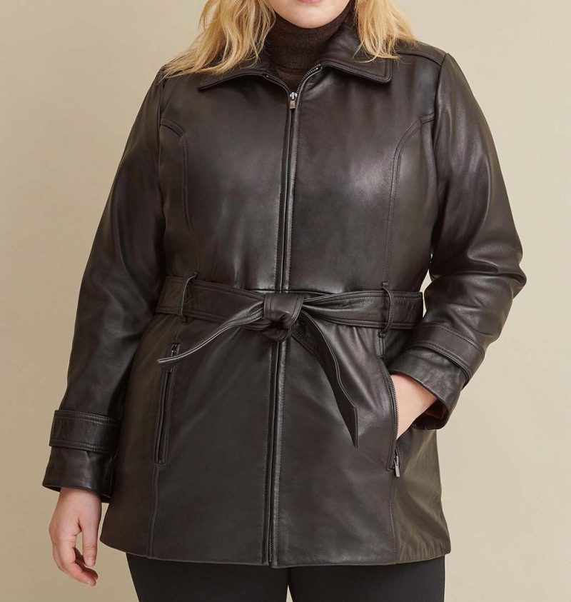 Leather Belted Jacket with Zip Out Liner
