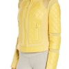 Yellow Leather & Mesh Moto Jacket