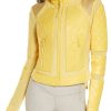 Yellow Leather & Mesh Moto Jacket