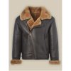 Men's B3 Bomber Cream Shearling Jacket Frontside View